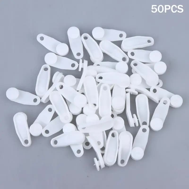 50pcs White Curtain Track Clips Easy To Use Durable Multifunction Curtain Accessories Plastic Curtain Track Hooks Bedroom