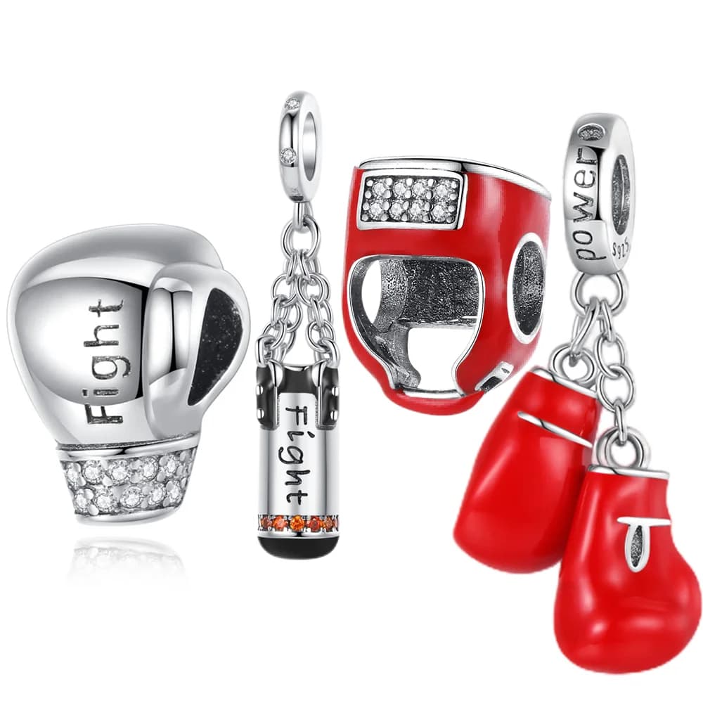 Boxing Gloves for Red Helmet Boxing Sports Boxing Bag Silver Plated for Pendants Original silver plated bracelet for jewelry creation