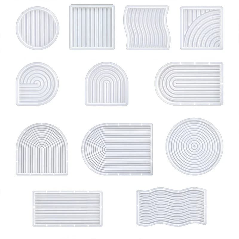 Stampo per vassoio ondulato a strisce fai-da-te per la produzione di resina Stampo in silicone per calcestruzzo per candela di cemento Stampo in gesso a forma di U Nuovo arrivo
