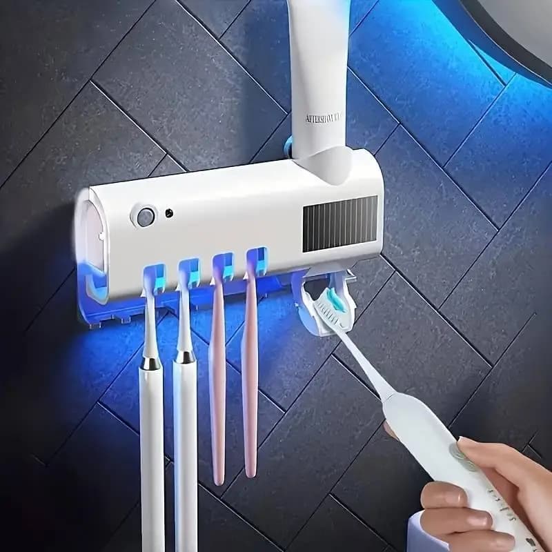 Rechargeable electric toothbrush holder, 4 compartments without drilling