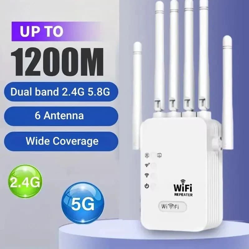 1200Mbps Dual Band WiFi Repeater 2.4G 5G WiFi Extender Signal Booster Wireless Amplifier Router for Home Office