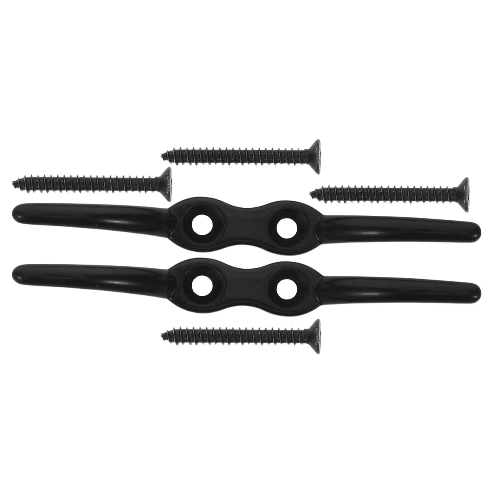 2Pcs Stainless Steel Black Marine Cleats 4 Inch Double Horn Rope Fixing Boat Dock Tie Down Mooring Line Holders Heavy Duty Yacht