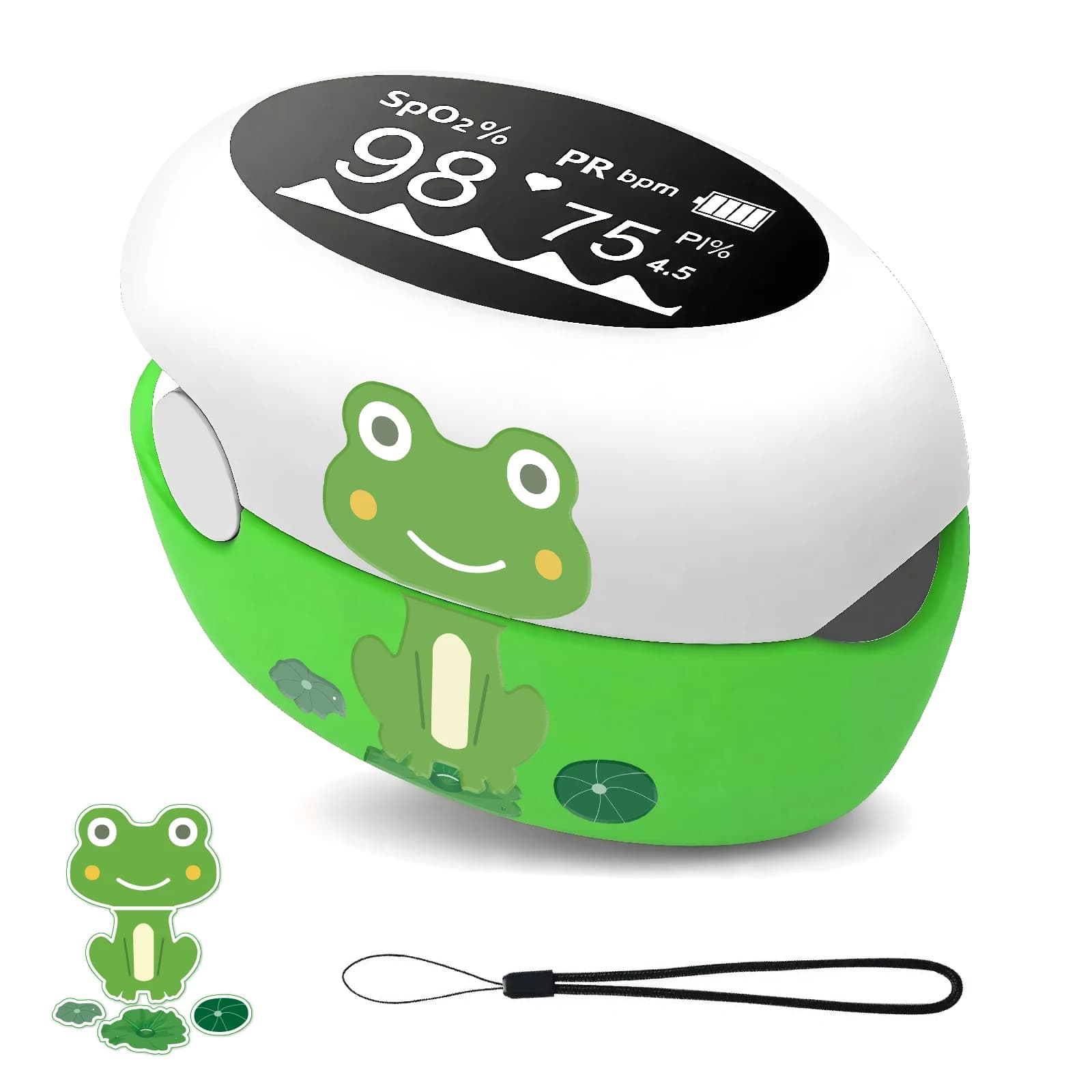 Kid's Rana Shape Pulse Oxygen, Rechargeable, Blood Oxygen Monitoring, TFT Display, SpO2 Meter and Cardiac Frequency for Children and Newborns
