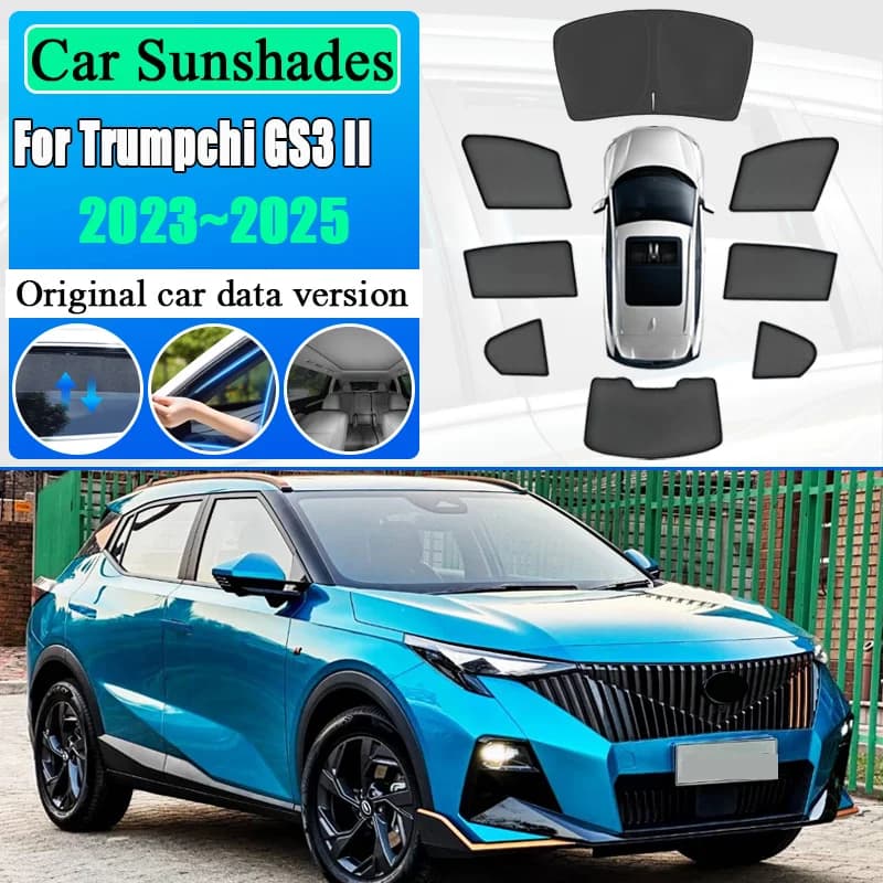 Parasole magnetico per Trumpchi GAC GS3 Emzoom MK2 2023 2024 2025 Parabrezza Finestrino laterale Auto Maglia parasole Accessori auto