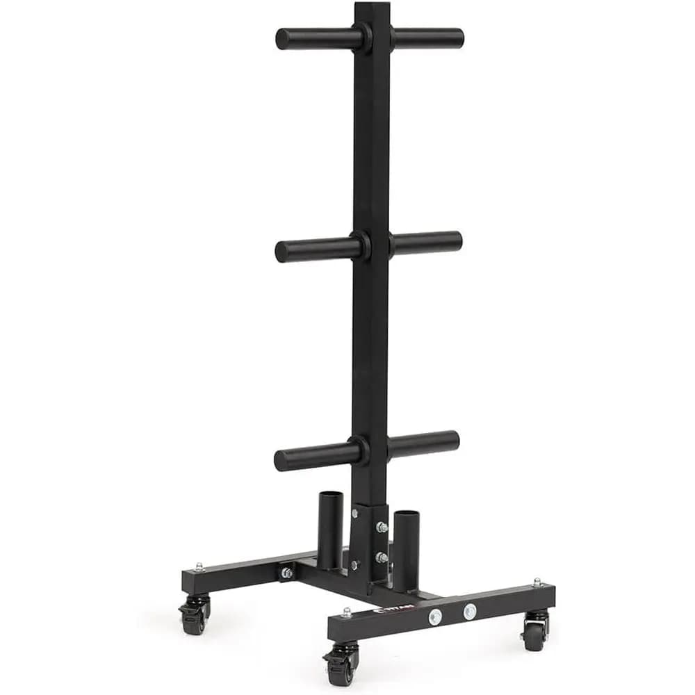 Portable Weight Tree or Plate and BarStorage, Weight Plate Storage with 1,000 LB acity, Weight Tree Rack with Locking Wheels, We