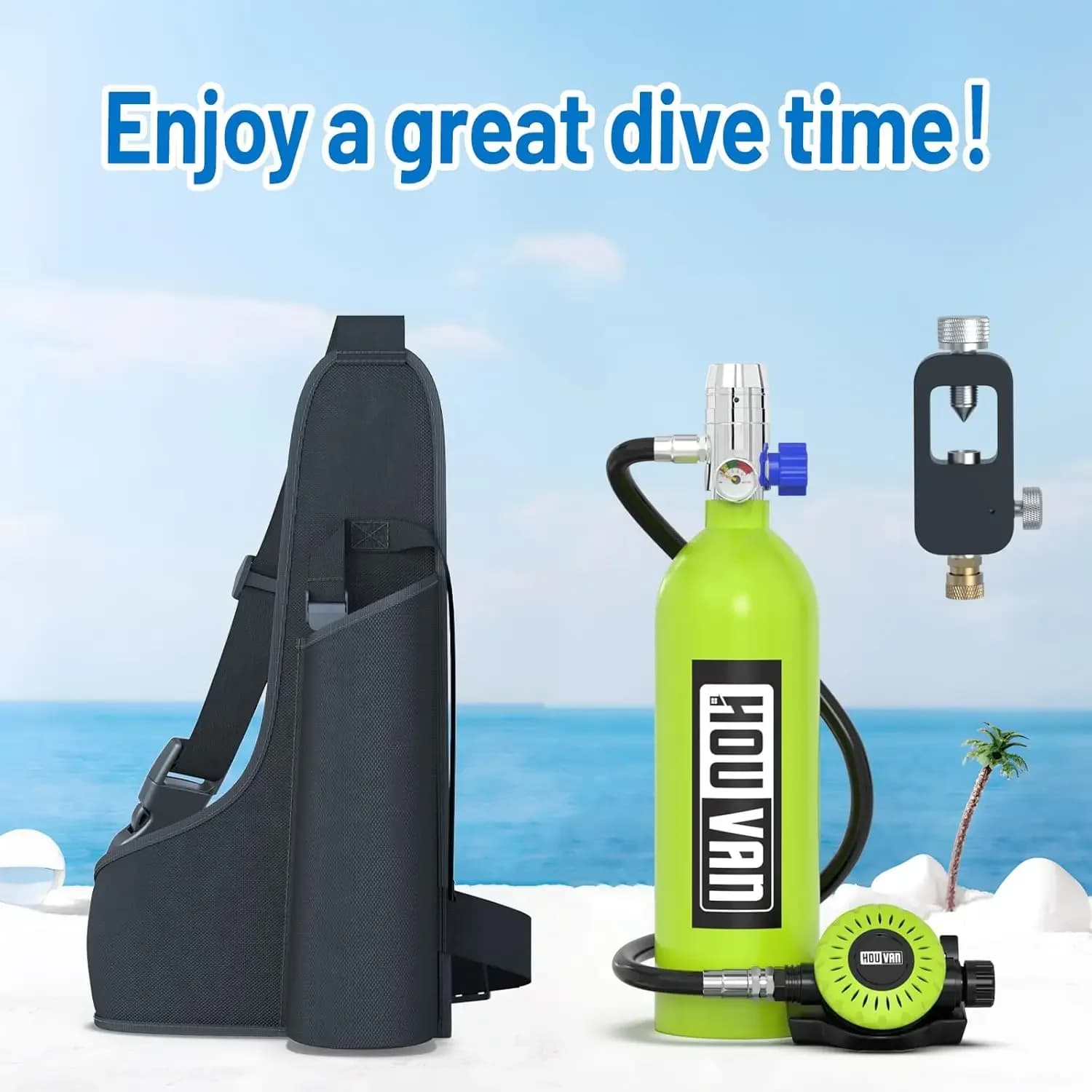 HOUVAN H400 1L Mini serbatoio per immersione con adattatore per immersione Bombola a gas per immersione portatile Viaggi all'aperto, nuoto Regali unisex