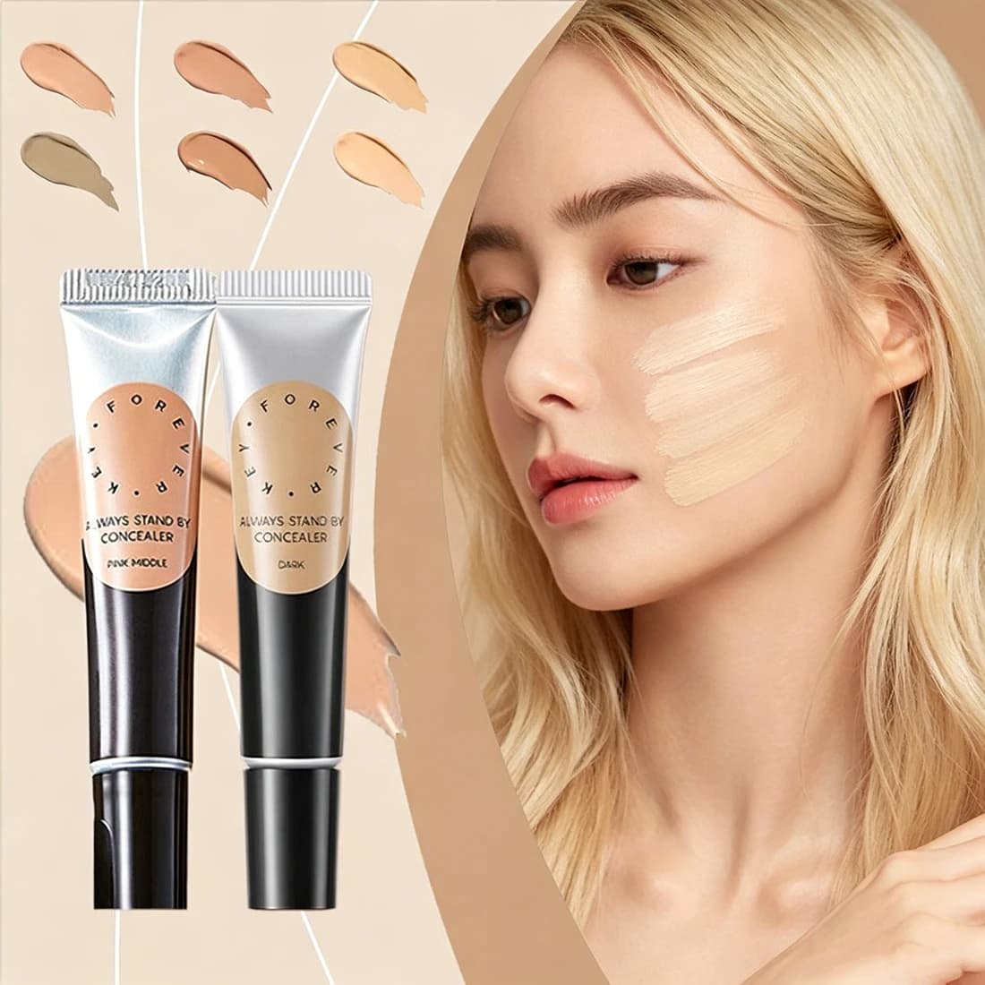 Face Concealer for a Flawless Complexion, 2-in-1 Foundation Full Coverage Brightening Concealer Under Eye Corrector Waterproof