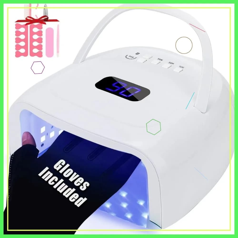 Lampada UV LED Ricaricabile 60W per Unghie, Sensore Automatico, 4 Timer, Asciugatura Rapida per Smalto Gel