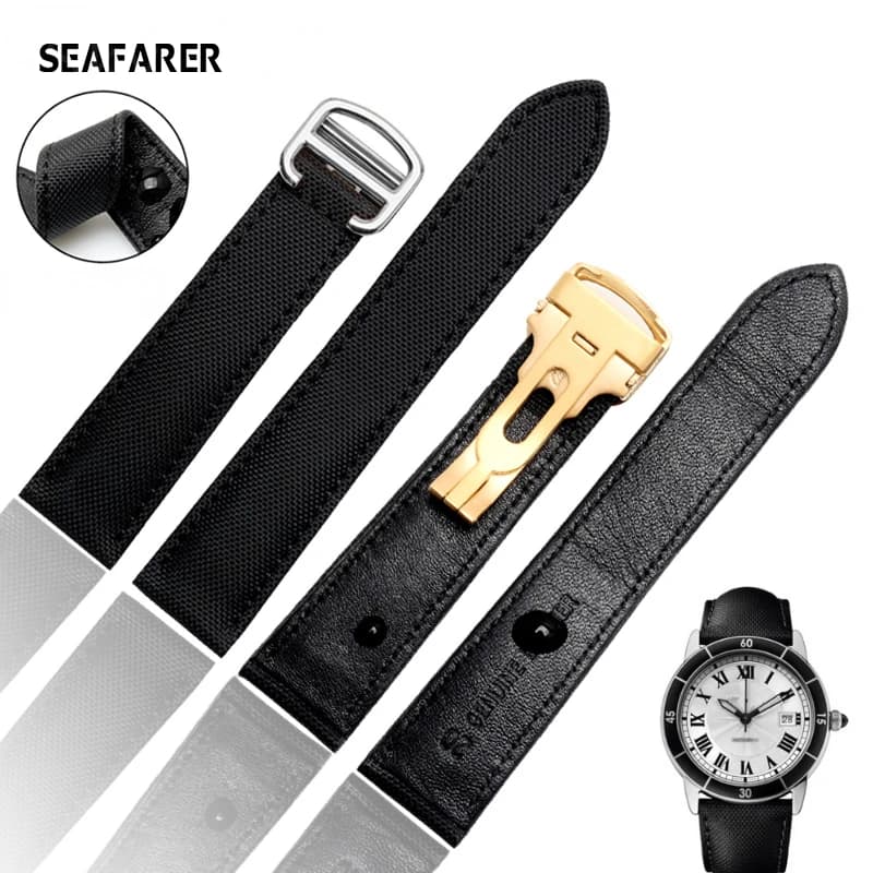 Nylon Watch Strap for Cartier Tank Must London Key Waterproof Sweat-Proof Canvas Watchband Accessories 18mm 20mm Wrist Strap