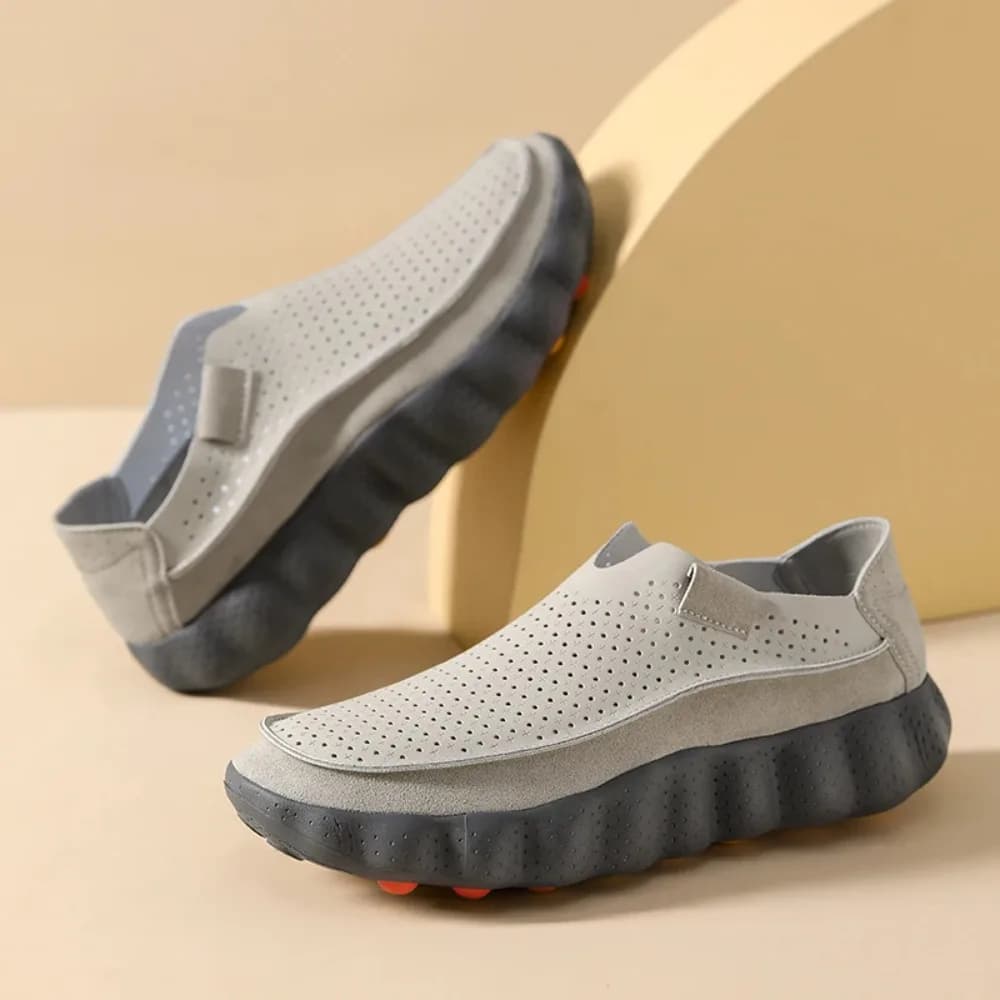 Men Breathable HollowOut Slip on LoafersTwo Wear Mule Backless Casual Shoes Lightweight Wavy Thick Sole Walking Driving Sneakers