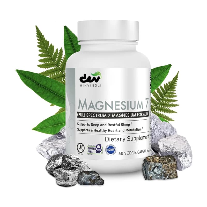Glycine supplement and magnesium, supports muscles, 7 magnesium complexes, contains vitamin B6, gluten-free, vegetarian