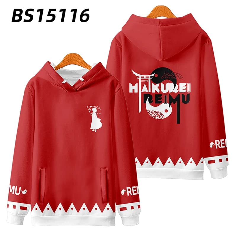 Nuovo Gioco Touhou Progetto Hakurei Reimu Felpe 3D Stampato Anime Pullover Uomo Donna Tuta Moda Harajuku Cosplay Cappotto con cappuccio