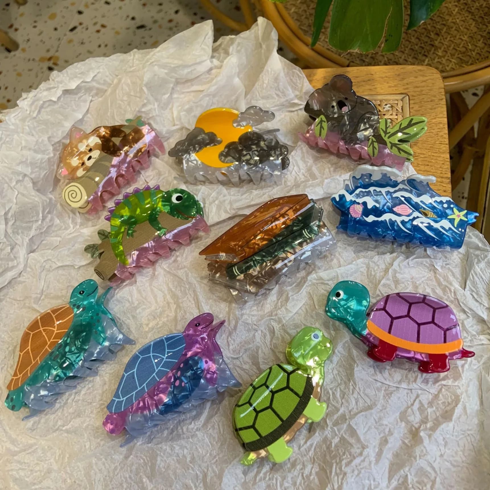 Nuove fermagli per capelli a forma di cartone animato: tartaruga marina, procione, koala, accessori per capelli a tema oceano, fermagli a forma di squalo.