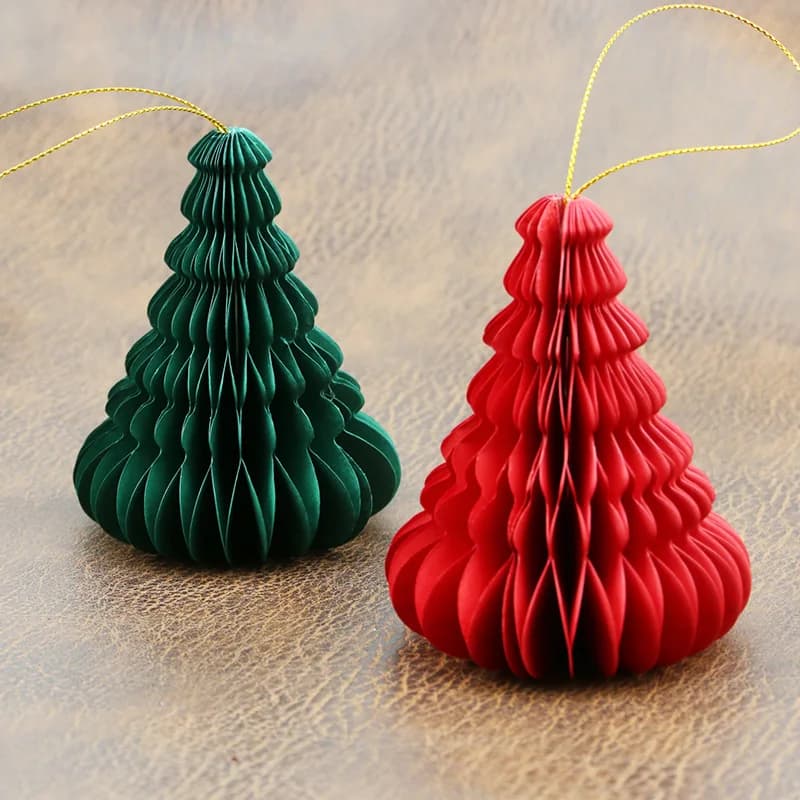 (2 Pz/pacco) 10*8 cm Decorazione Di Natale Albero A Nido D'ape Palla Gabbia di Carta Fatta A Mano FAI DA TE Atmosfera Nastro Luce Stringa Combinazione