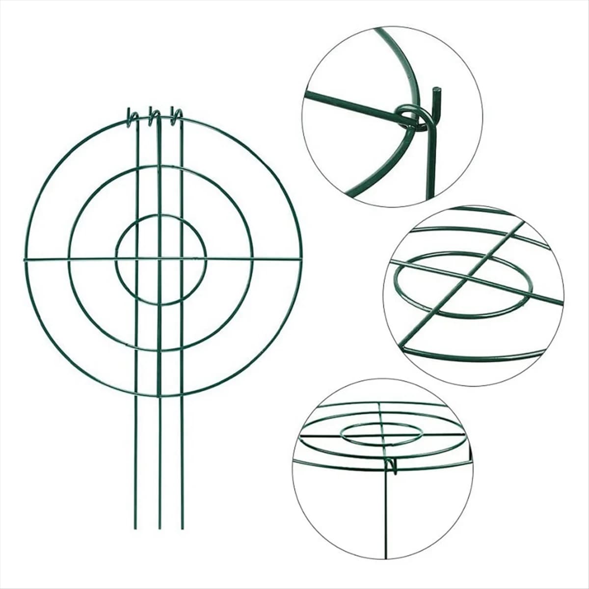 A11I 3 Sets Peony Support Cage, Grow Through Hoops Grids with 4pcs Legs,Plant Support Brace,Flower Strong Support Ring