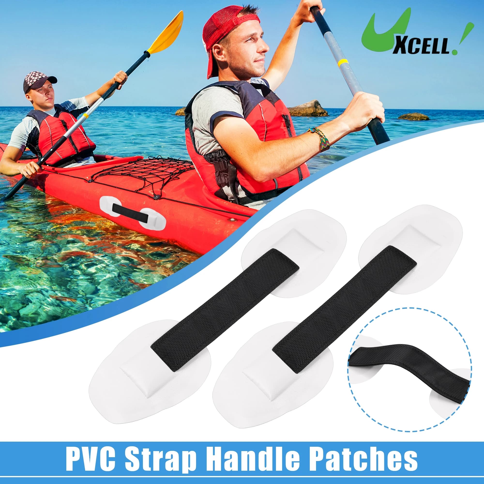 UXCELL 2 pezzi maniglia universale per cinghia in PVC toppe per trasporto maniglia per paddle board gommone canoa kayak maniglia per cinghia di sedile