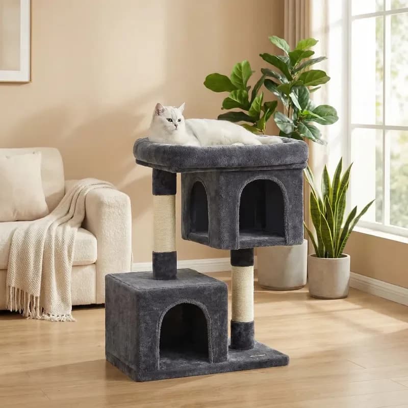 Modern Cat Tree & Cat House Combo Sisal Scratching Posts Cat Shelf Bed for Large Cats Model MX86 Carton Packaging