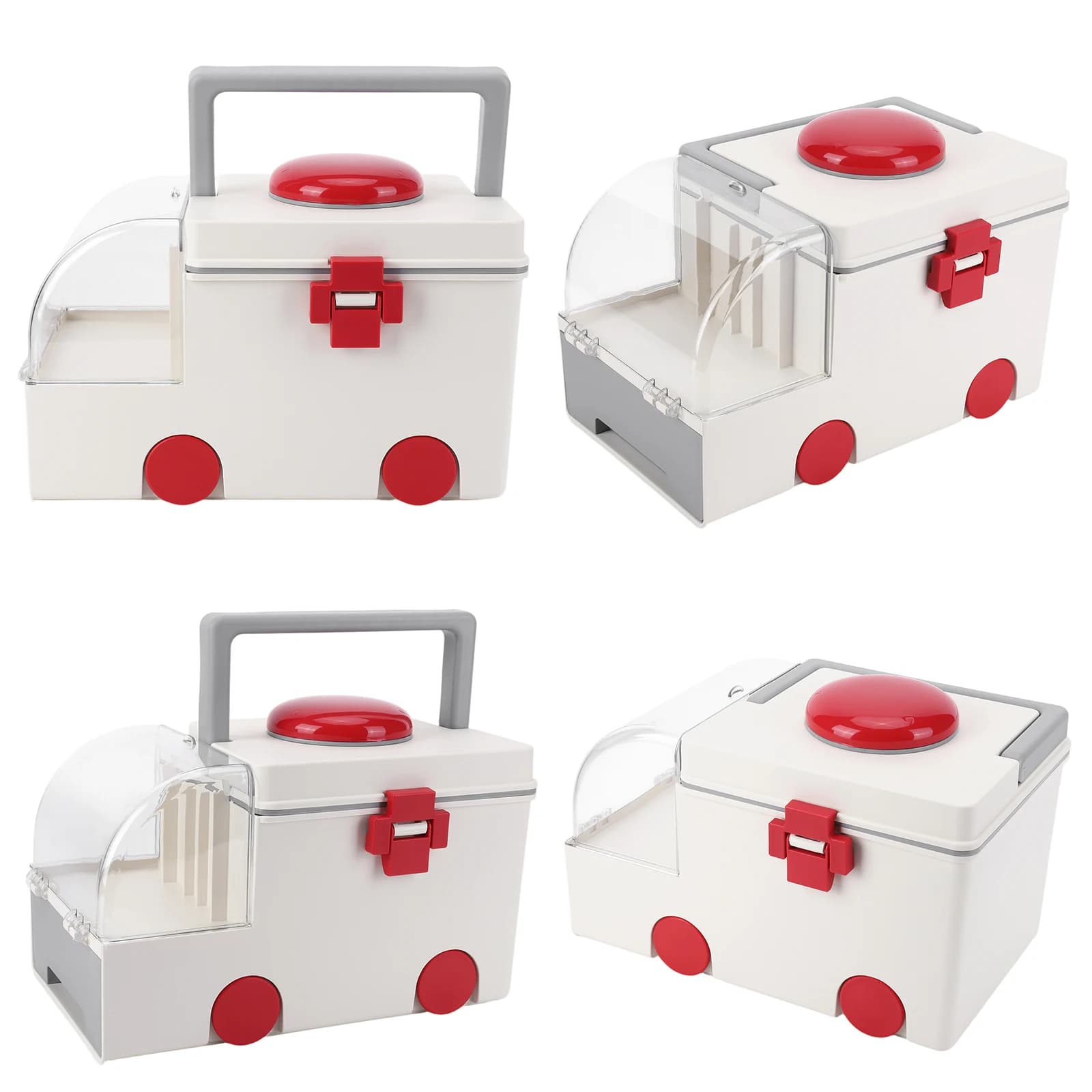 Scatola portaoggetti portatile a forma di auto, grande capacità, in plastica, per kit di pronto soccorso, classificazione dei medicinali, custodia per decorazioni per la stanza