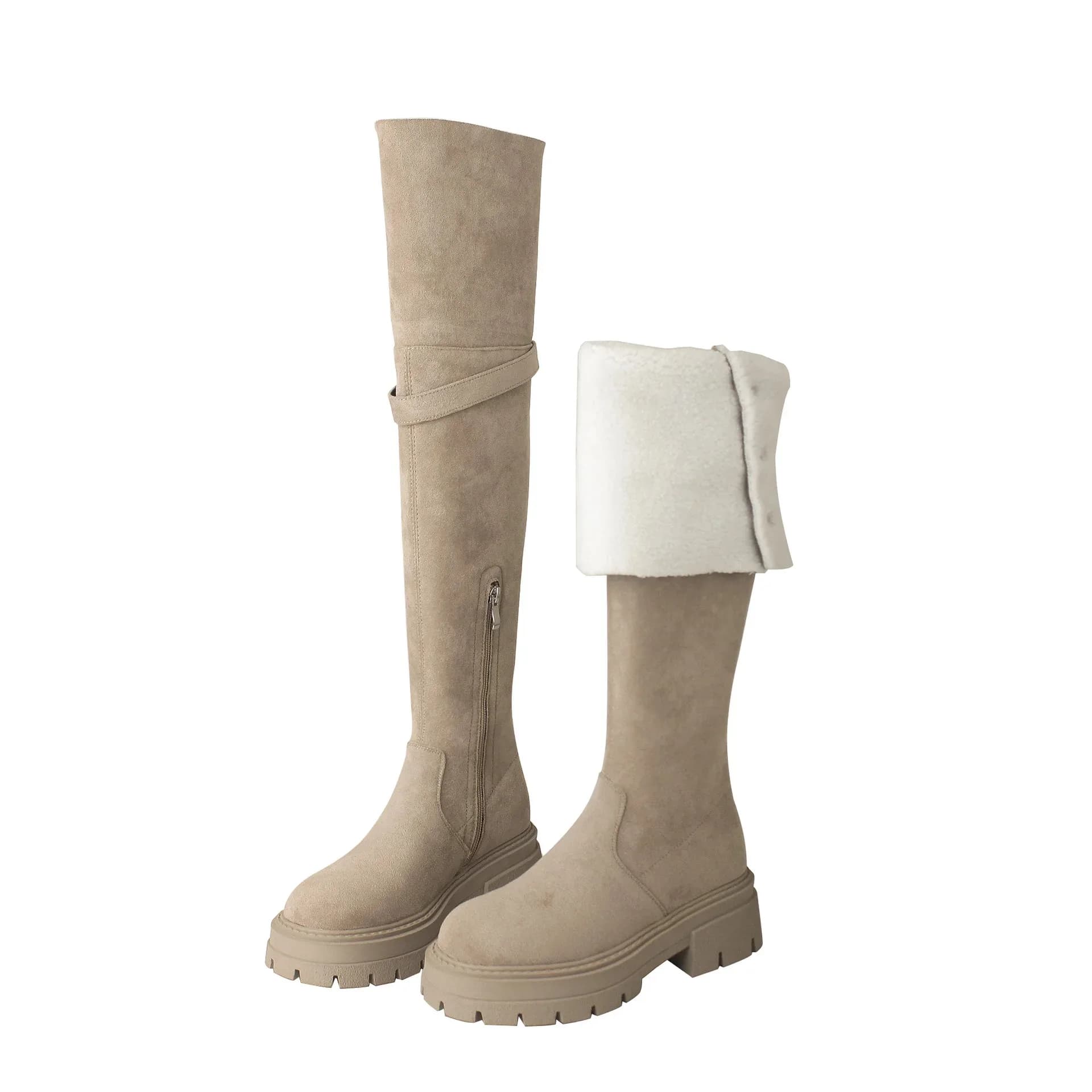 Scarpe da donna di lusso di marca di design lungo 2024 stivali da donna stivali elastici in pelle scamosciata punta tonda da donna Sexy sopra gli stivali al ginocchio