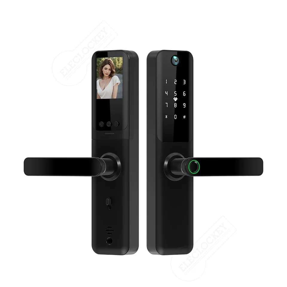 Keyless Entry Visual Intelligent Lock Tuya Smart WiFi Video Intercom Fingerprint Handle Lock for Office Apartment Security
