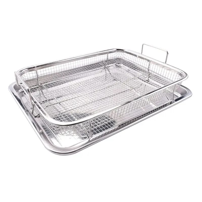 ABBZ - Set of 2 trays and Deluxe stainless steel trays for air frying in the oven, perfect baking tray also for grill