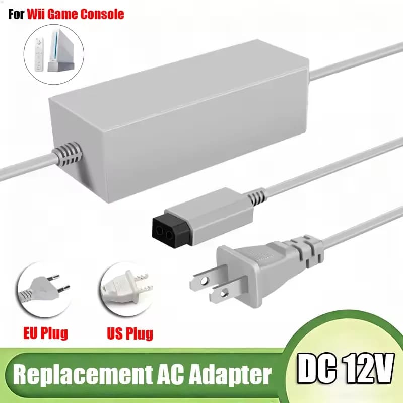 Adattatore AC 100-240V DC 12V 3.7A per console di gioco Wii, alimentatore da parete, caricabatterie con spina EU/US, accessori per videogiochi