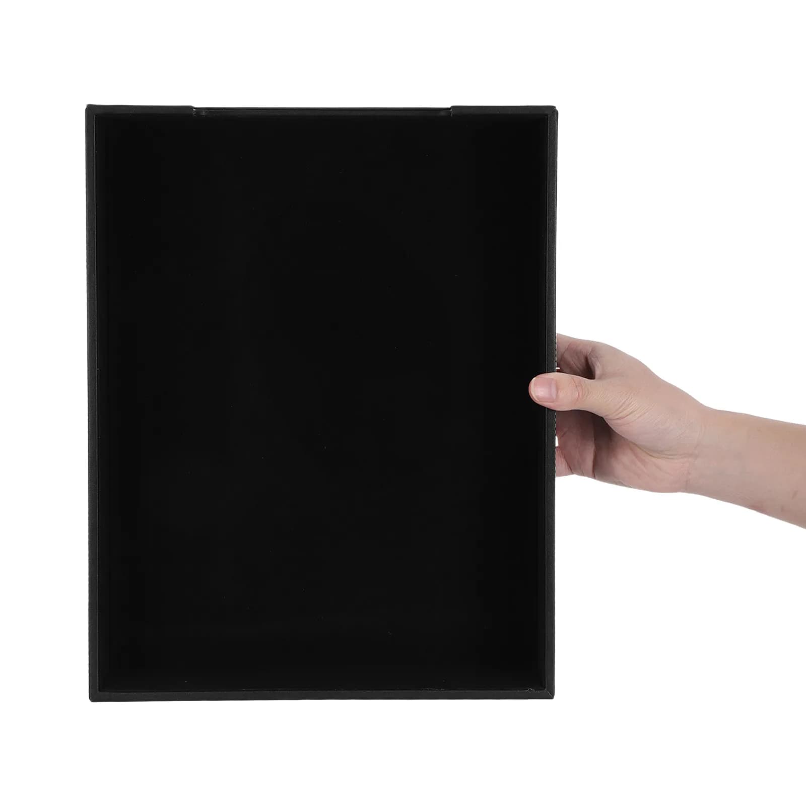 Portadocumenti in PU Impilabile, Organizzatore da Scrivania Nero per Documenti, Vassoio Portaoggetti da Scrivania 14x11x2.4