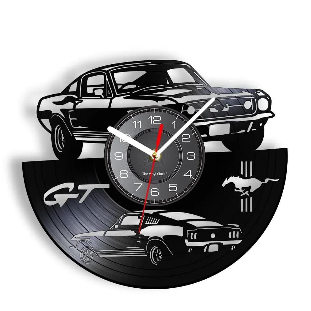 GT Premium Fastback Sport Car vinyl album Wall clock with disc for man Cave Room Automobile Home Decor Silent quartz watch
