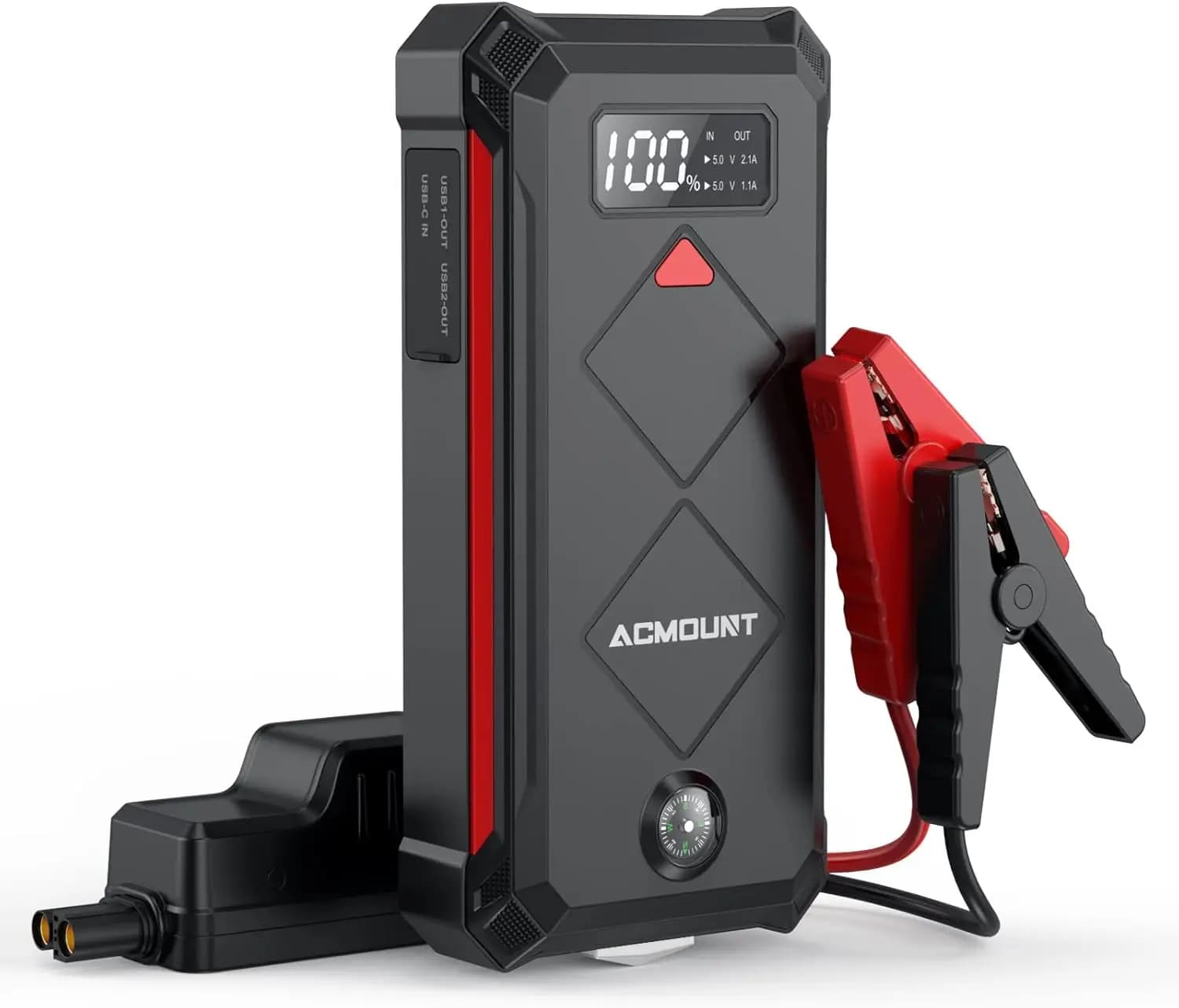 P100 Avviatore di emergenza per auto Picco 5000A, pacco batteria portatile 12V per gas 10L/8L Diesel, schermo LED e luce