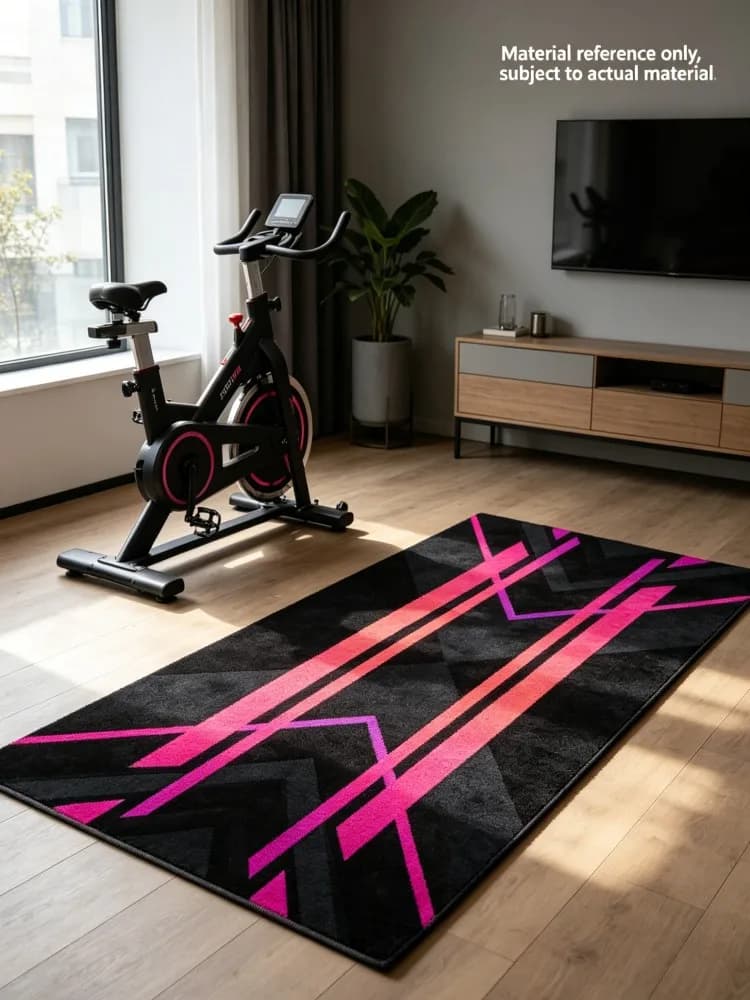 Cyberpunk Neon Pink Geometric Runner Rug Black Gradient Carpet for Bedroom & Gamer Setup