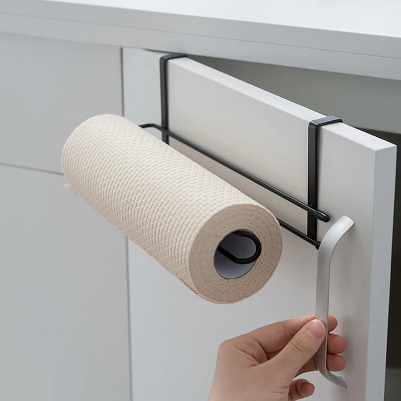 Kitchen Non Perforated Tissue Holder, Cabinet Hanging Rack, Multifunctional Storage Rack, Cloth And Cling Film Storage Rack