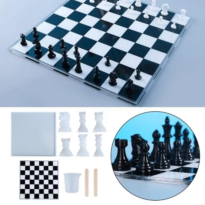 1 Set 3D Pezzi degli Scacchi Stampo in Resina Epossidica Cristallo Fatto a Mano Chessborad Casting Stampo in Silicone Fai da