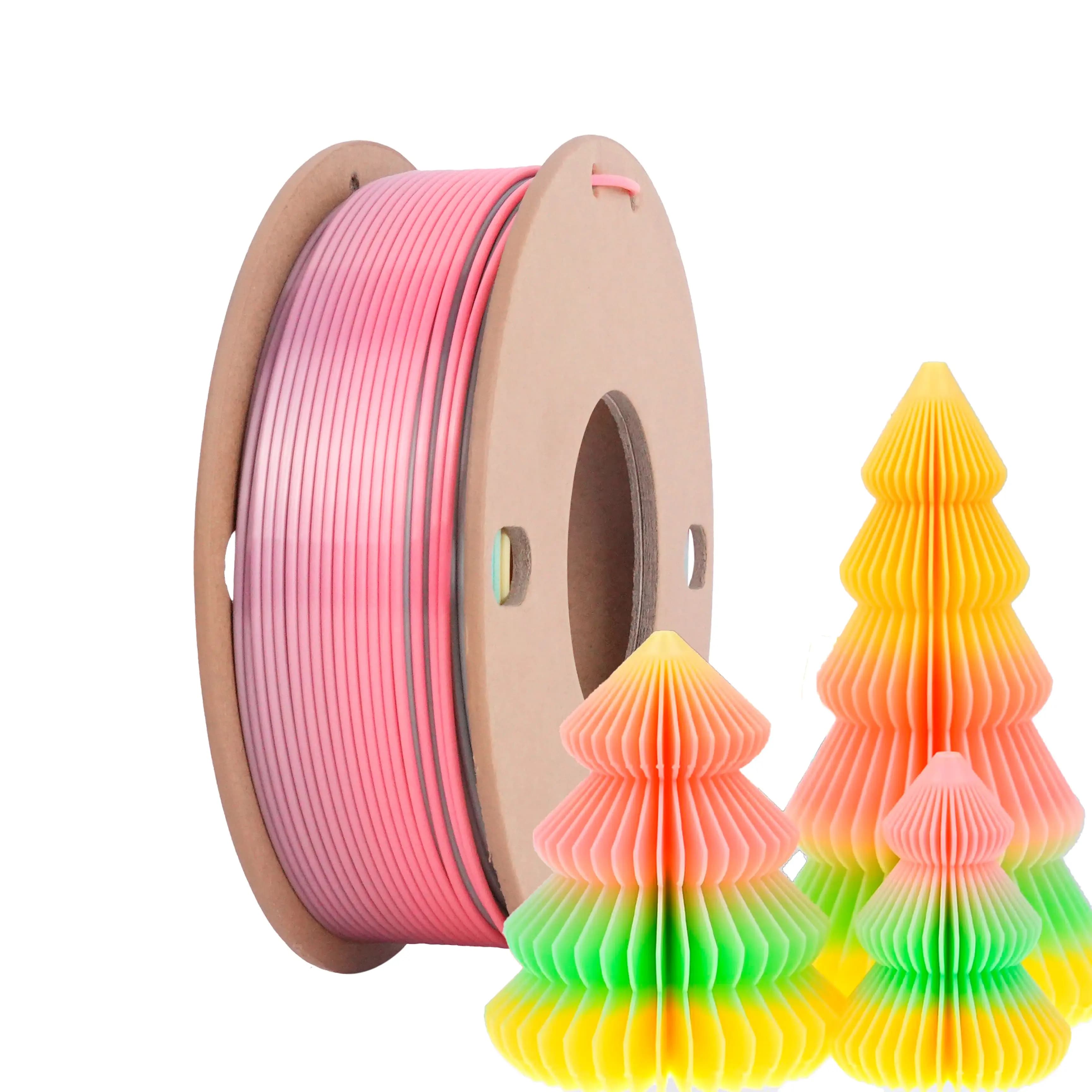 Filamento PLA 1.75mm con Gradiente Arcobaleno Soggiorno di Sogno 0.25KG, Filamento PLA+ Multicolore per Stampante 3D, Alta Precisione e Resistenza per Stampa 3D