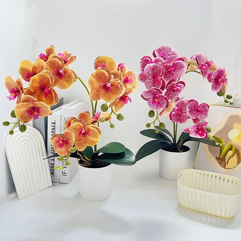 Simulated Butterfly Orchid Potted Plant 16 Flowers Living Room Home Furnishings Fake Flowers Office Desktop Decoration