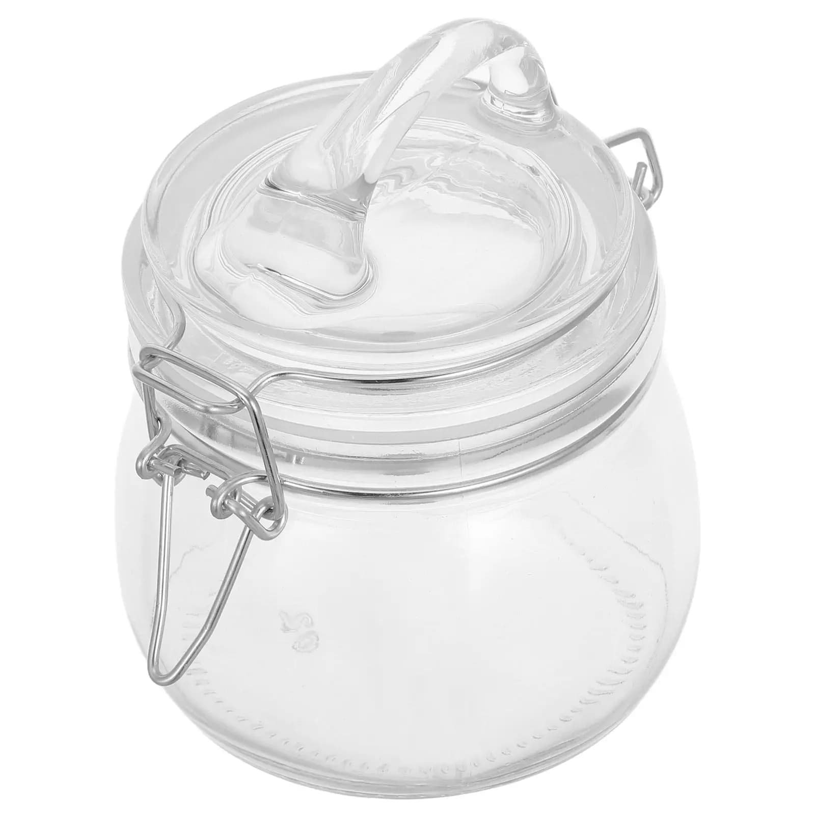 Barattolo in Vetro da 500ml con Manico e Coperchio Ermetico per Miele, Sottaceti, Kimchi, Contenitore Trasparente per Conservazione Alimenti
