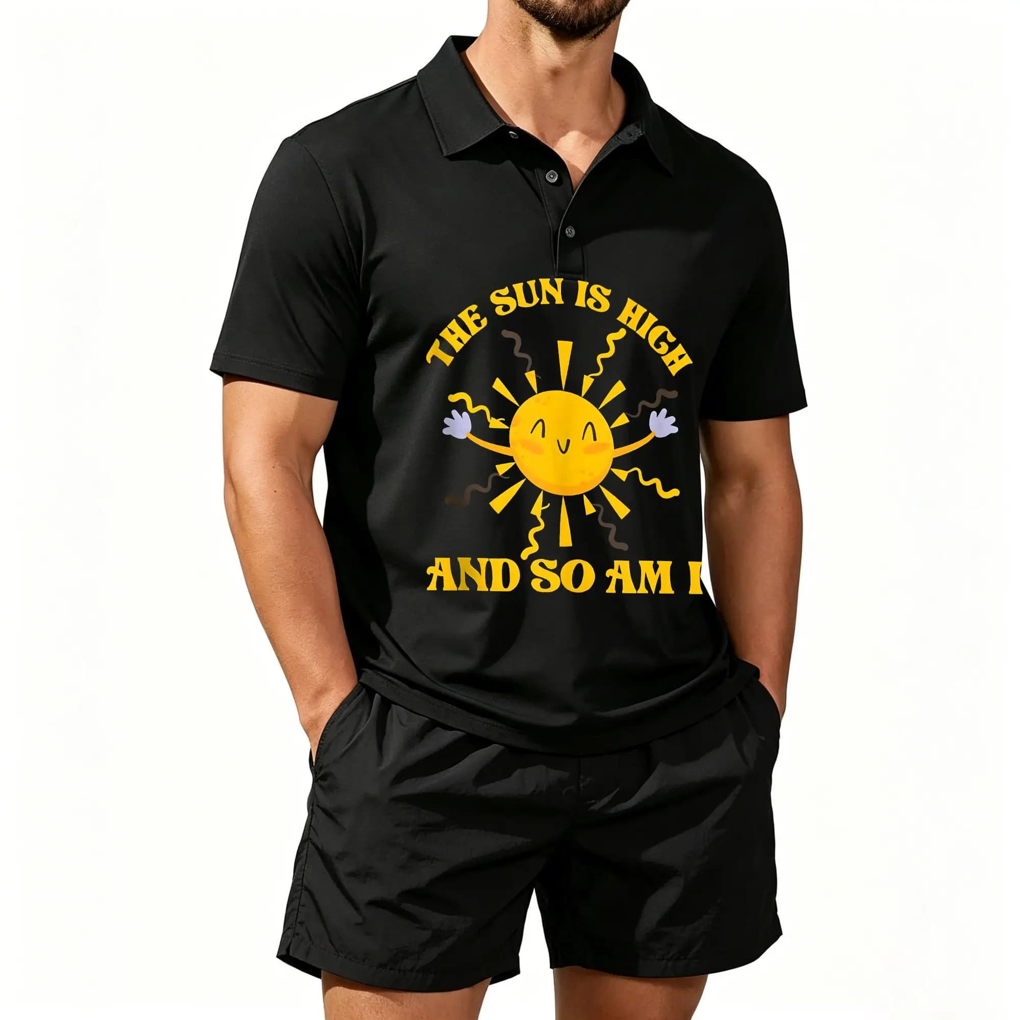 Men's Polo Shirt and Beach Shorts Set, Featuring a Passion for Stingrays, Ocean Stingray Design, Casual and Comfortable Fit, and a Well-Fitted Upper Body