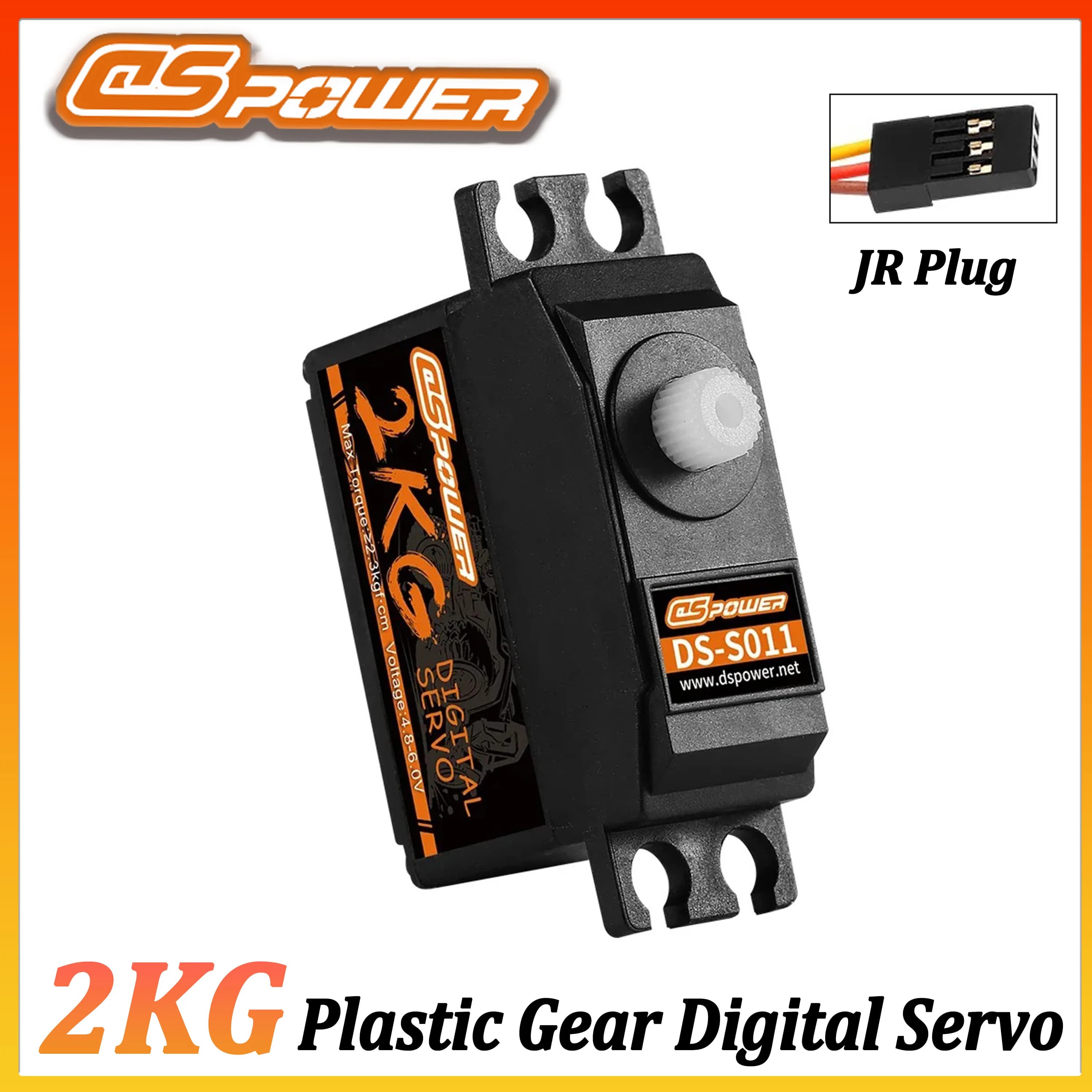 Servomotore Digitale DSPOWER 2KG con Ingranaggi in Plastica per Auto RC, Droni, Aerei, Elicotteri, Giocattoli, Barche, Robot e Accessori Wltoys