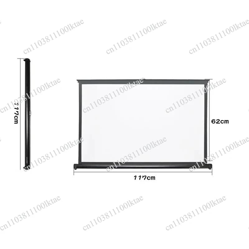 50'' Portable Projector Screen Tabletop Screen HD 16:9 Projection Pull Up Foldable Stand for Camping Business