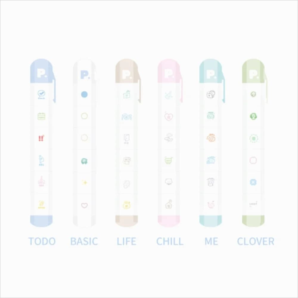 Cute Cartoon To Do List Journal Stamp Detachable Self-ink Seal Pen Portable 6 Patterns Diary Seal Kids Gift School Stationery