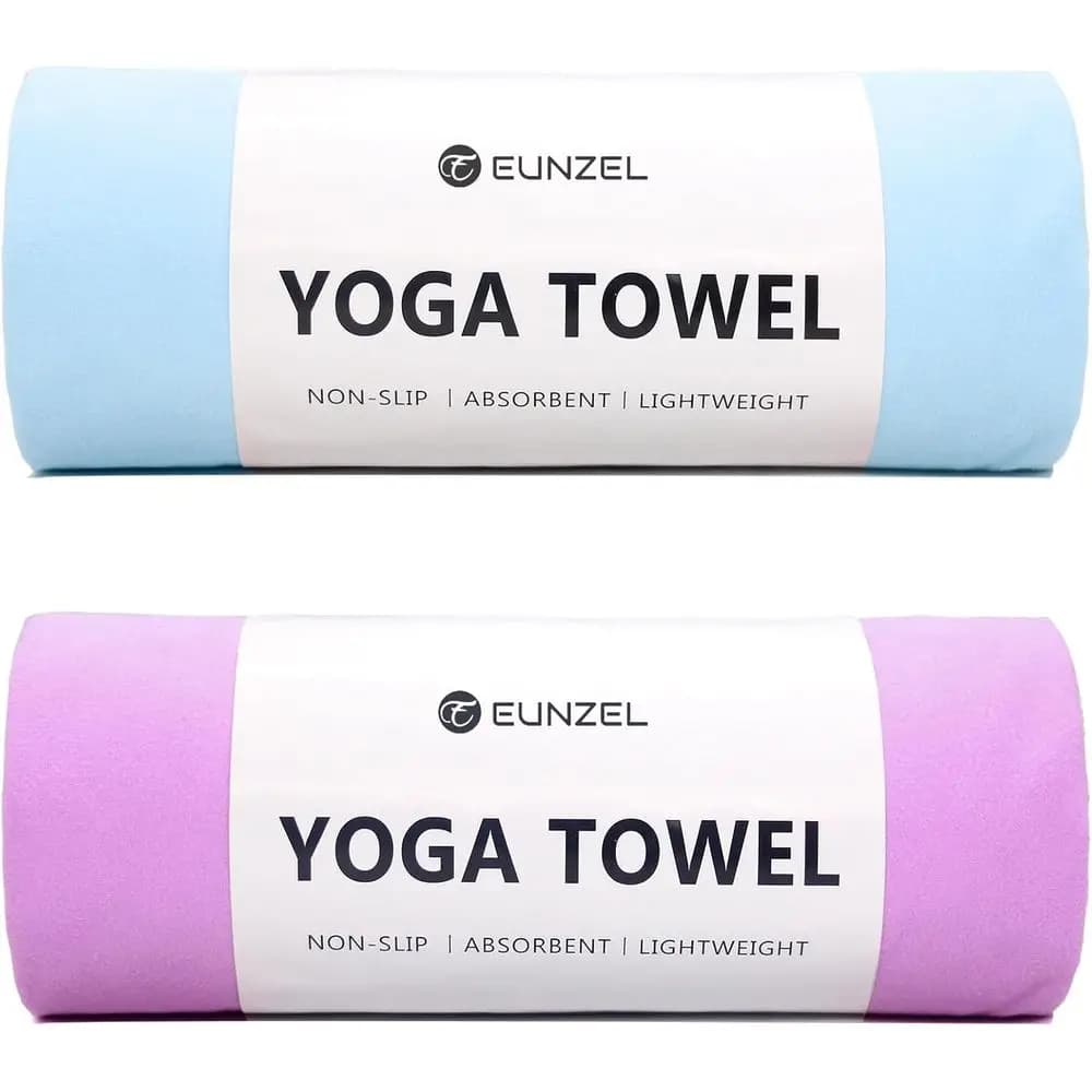 Confezione Doppia di Asciugamani Antiscivolo e Assorbenti per Yoga, Pilates e Allenamenti, 72 x 26.5, Blu/Viola