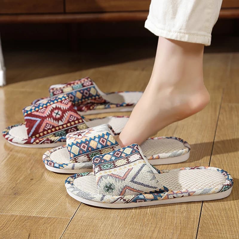 Ciabatte Estive Leggere da Donna, Sandali Casual in Lino Multi-Stile Antiscivolo, Infradito da Casa, Scarpe da Interno, Sandali per Coppie