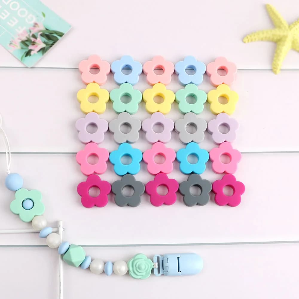 10/20 pezzi di perline in silicone a forma di fiore piccolo in tinta unita per la creazione di gioielli, orecchini, braccialetti, collane fai da te, ecc., accessori fatti a mano