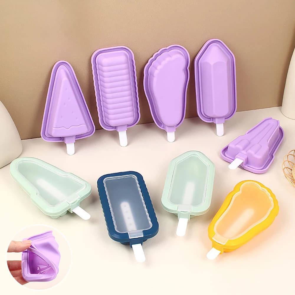 Set (5 pezzi) Stampo per gelato in silicone fatto in casa estivo con forme multiple per strumenti per la produzione di gelato domestico