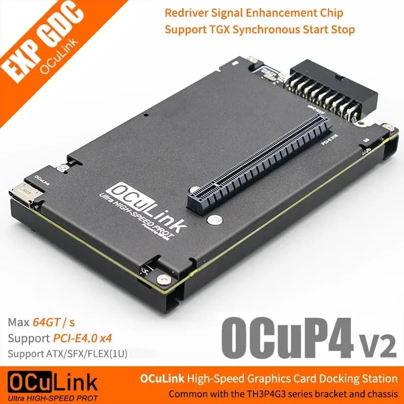 OCuP4V2 Dock GPU OCuLink con chip ReDriver Adattatore NVME M.2 a OCulink opzionale per laptop Mini PC a scheda grafica esterna