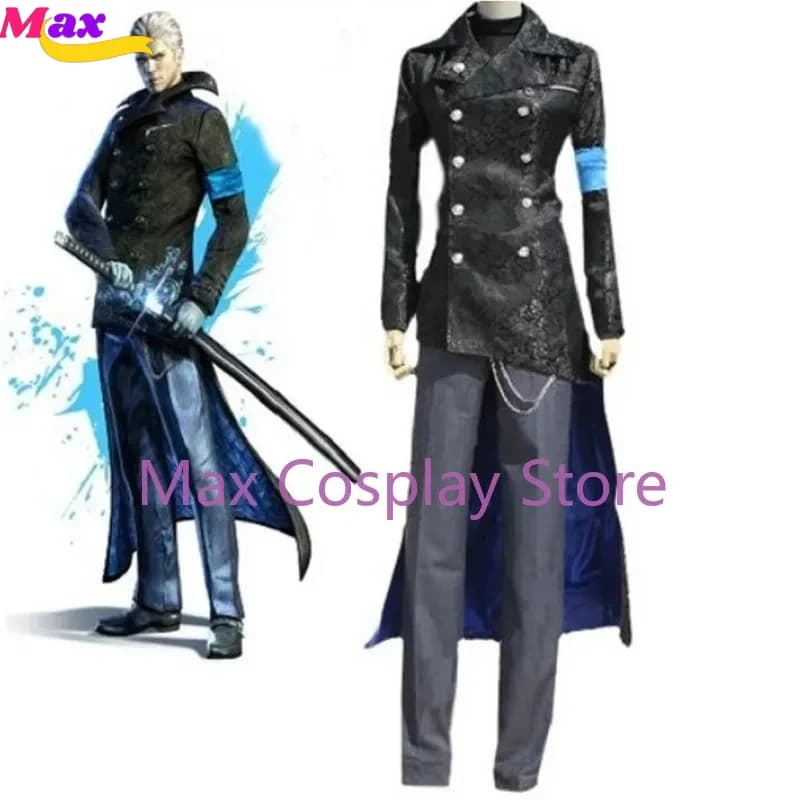 Max Cos DMC 5 Vergil Suit Outfit Halloween Cosplay Costume