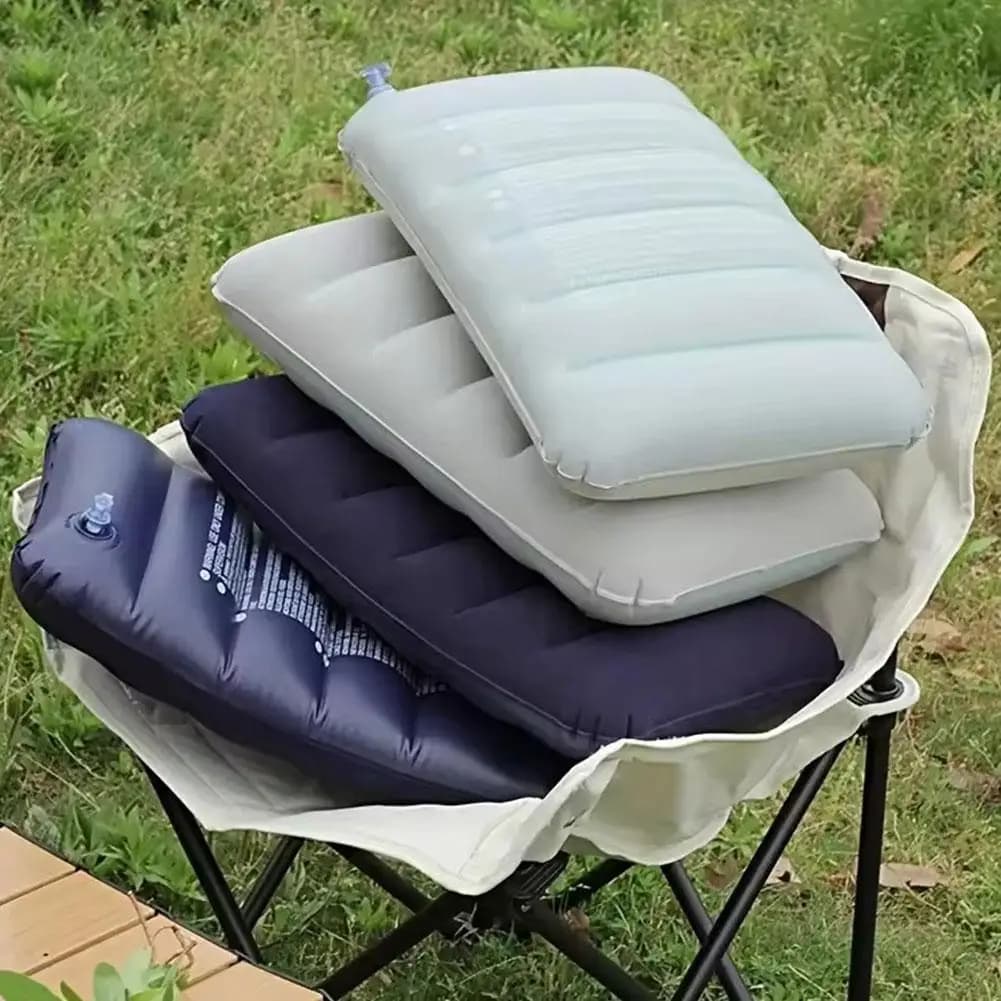 Portable Inflatable Pillow Outdoor Camping Air Cushion Sleep Cushion Foldable Travel Backrest Neck Support Cushion Relaxing Tool