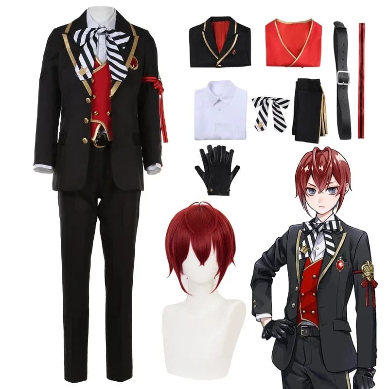 MINISO Riddle Rosehearts Cosplay Twisted-Wonderland Riddle Rosehearts Dresses Wig Dresses Halloween Costumes for Adu #1 #W