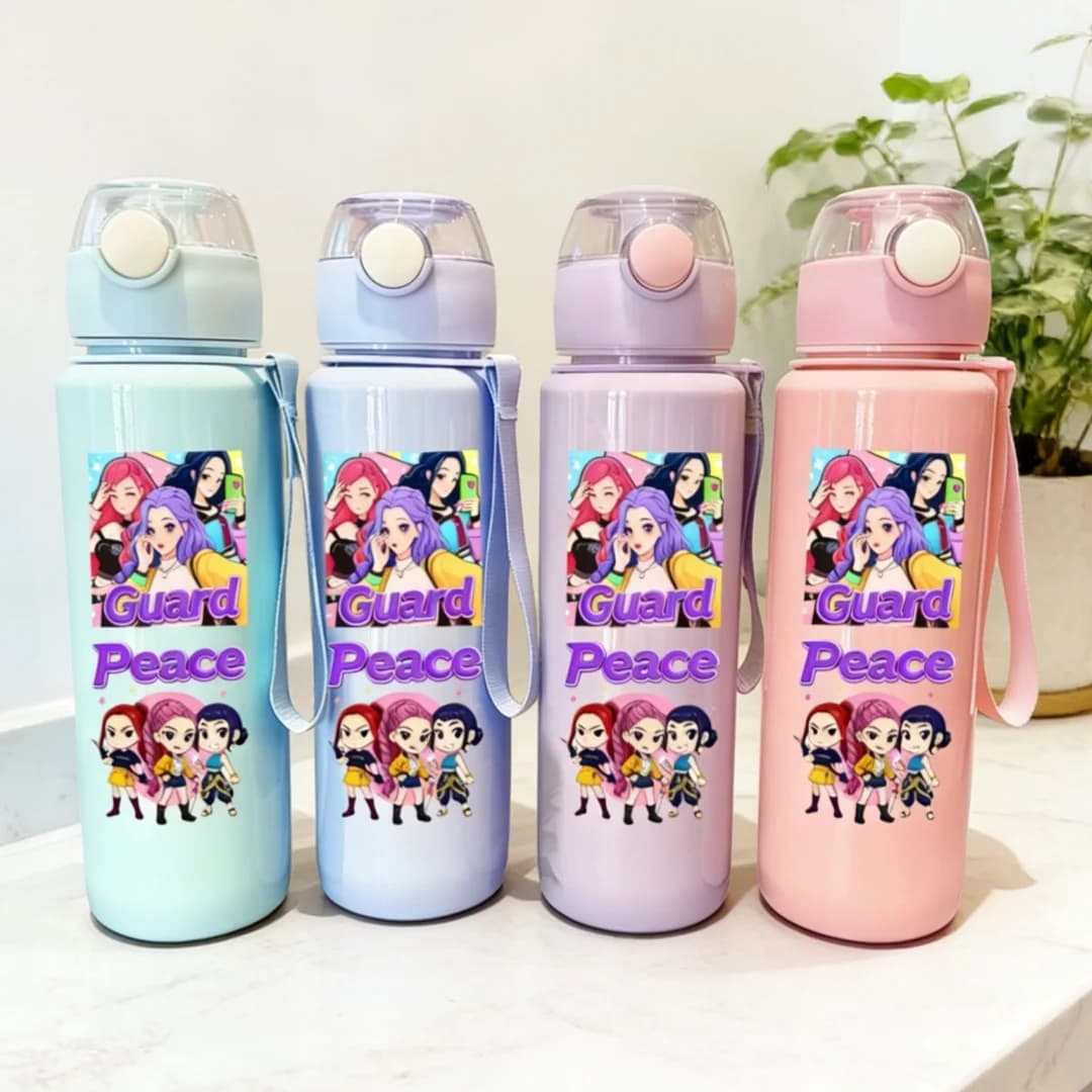 Bottle with 3D Printing, Carine and Female, Resistant to fade, Vivacious Colors, Anti-loss, Portable, Bottle with Cannuccia dalEstetica Elevata