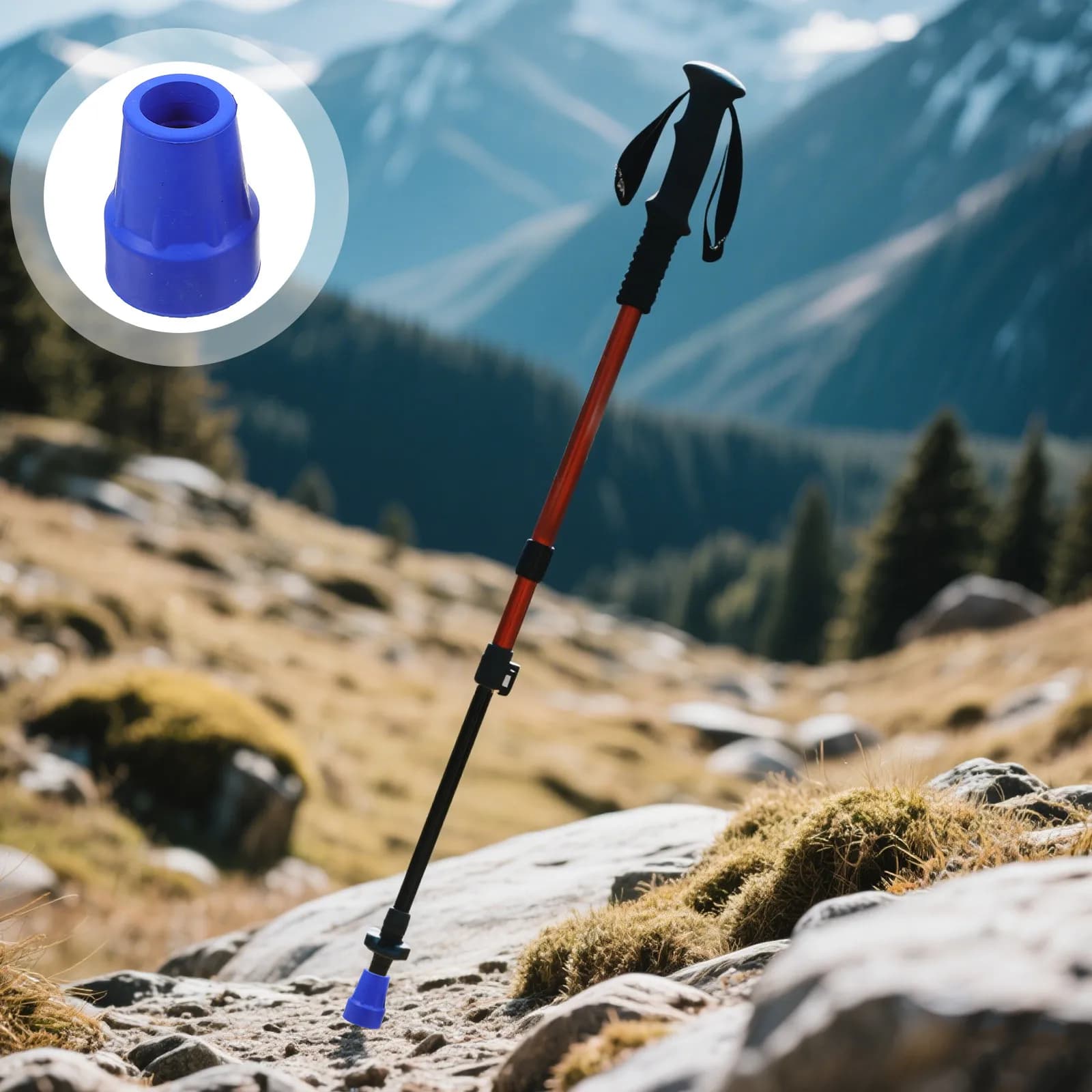 4 Pieces Blue Rubber Spare Parts for Stroller and Trekking Sticks, Hiking Stick Accessories