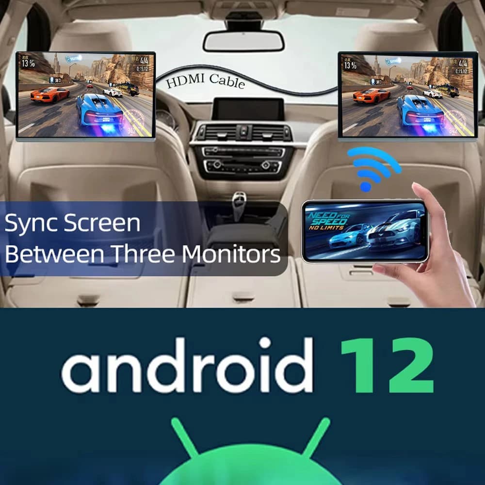 Monitor per poggiatesta per auto IPS da 14 pollici Tablet PC 4K Android 12 OUT HDMI TV multimediale posteriore multifunzione 2G + 32GB ROM HDMI IN Airplay
